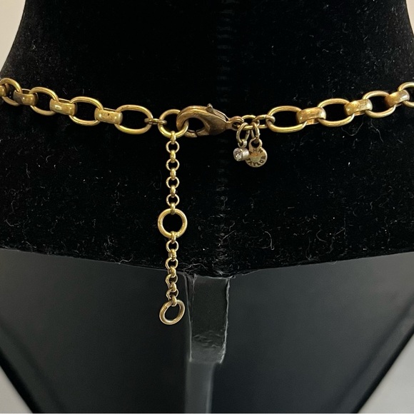 Ann Taylor Necklace Bib Yellow Beads Clear Color Faceted Rhinestones 10 1/2” - Picture 6 of 10